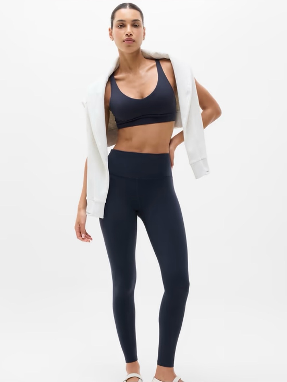 Athleta Ultra High Rise Elation Leggings Navy Blue, size M, EUC!